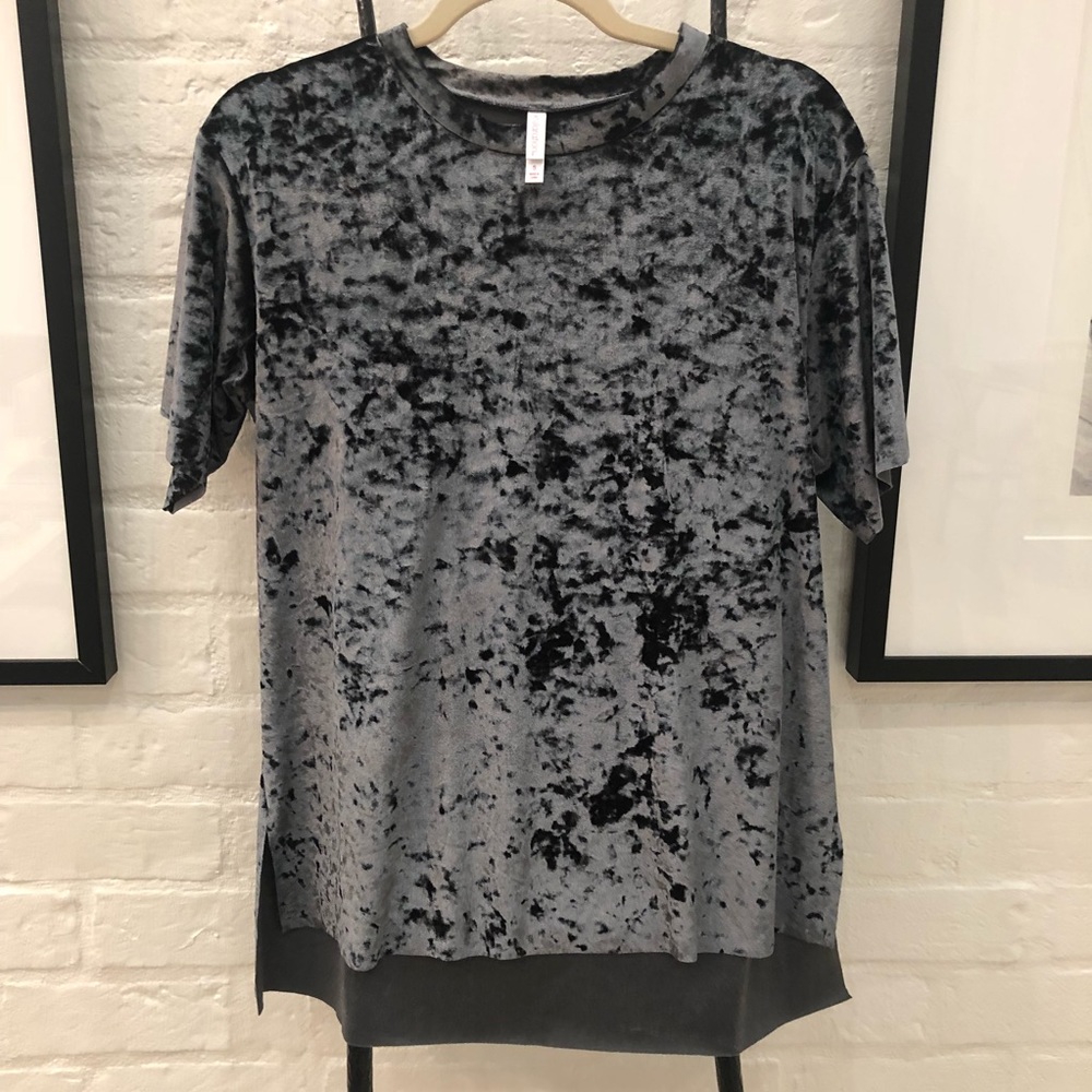 Xhilaration Blue Velvet High Low Top Sz S